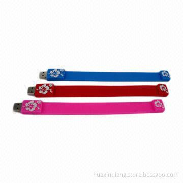 Bracelet USB Flash Drive, 128MB-64GB Capacities, Soft PVC, USB 2.0, Weight 17g, 5 Years Warranty